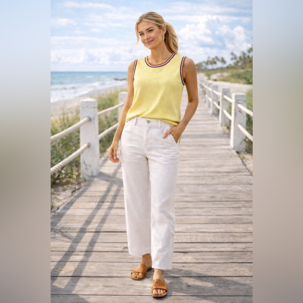 Juliana Collezione Silk Blend Yellow Sleeveless Knit Top L